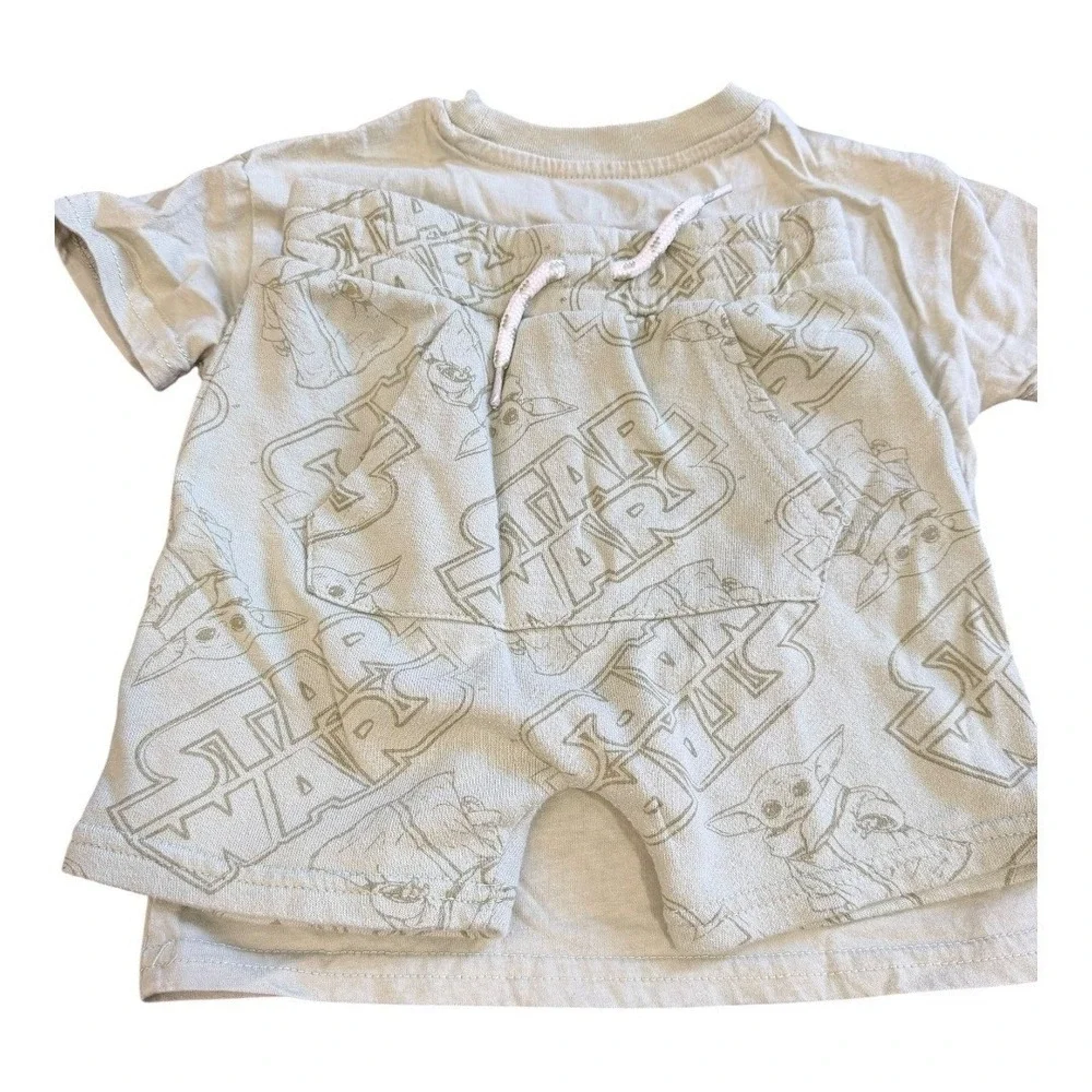 Star Wars Grogu Baby Yoda T-Shirt and Shorts Set‎ Sage Green Toddler 3T